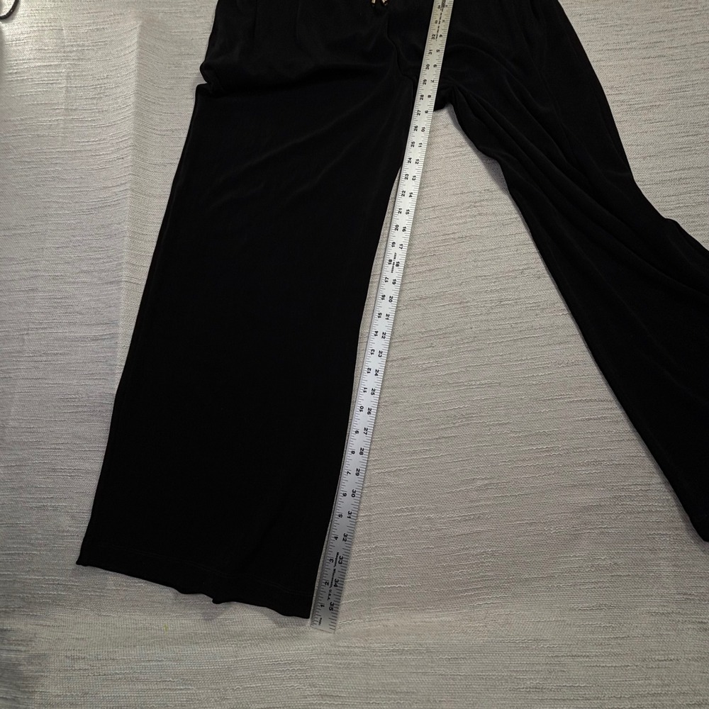 Chicos Black Wide Leg Knit Jumpsuit Drawstring Waist Short Sleeve Size 3 (XL)‎ - Picture 8 of 10